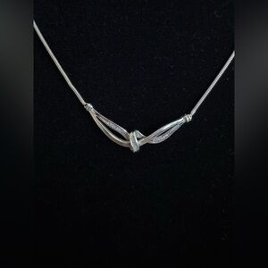 Vintage Designer 0.24ct Baguette Diamond Sterling Silver Necklace Snake Chain